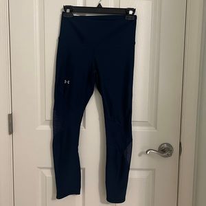 Navy Blue Under Armour Compression Workout Leggings with Heat Gear and Mesh